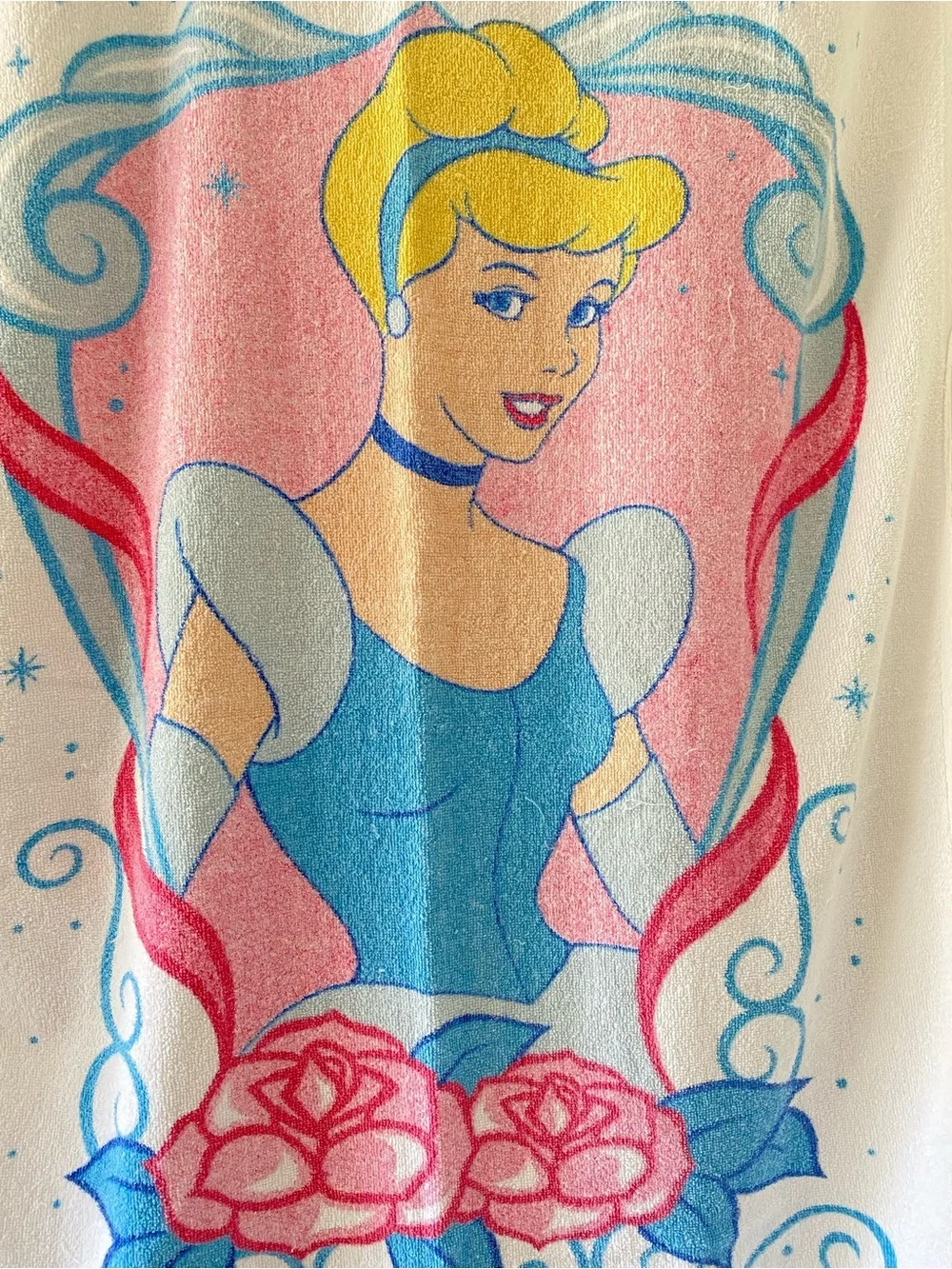 Vintage 90s Franco Disney Cinderella All-Cotton Bath/Beach Towel
